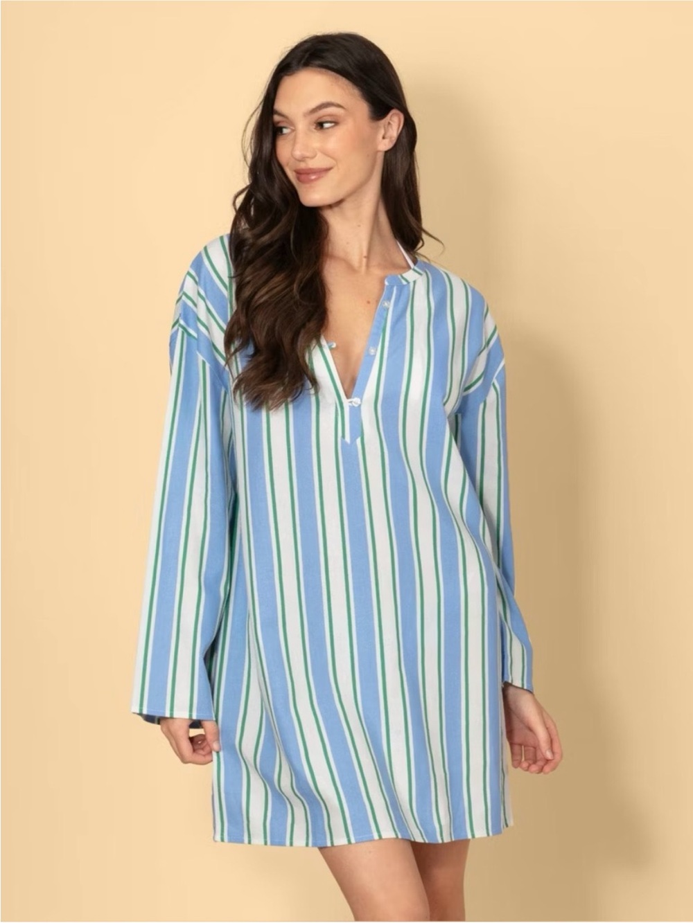 Solid & Striped Women's Long Sleeve Linen Blend Mini Shift Dress XXL NWT